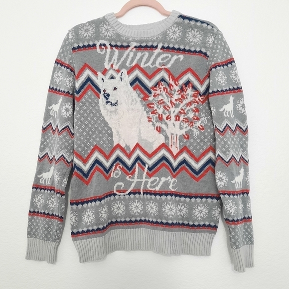 Game Of Thrones Winter Is Here Ghost Christmas Holiday Sweater XL - Picture 1 of 3